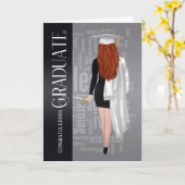 Redhead White Pet en Gown Vrouw Afstuderen Kaart (Gele Bloem)