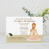 Redhead Yoga Girl Birthday Party 5x7 Uitnodiging (Staand voorkant)