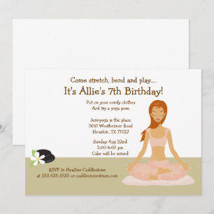 Redhead Yoga Girl Birthday Party 5x7 Uitnodiging