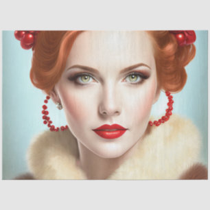 RedHeaded Beauty  Retro Decoupage Meubels Tissuepapier