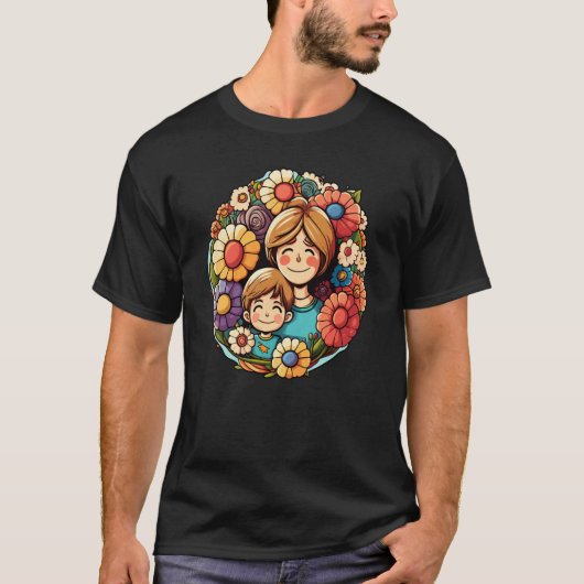 Redheaded Mother And Son Embracing Surrounded By F T-shirt (Voorkant)