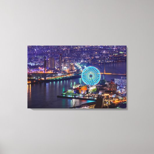 Redhorse Osaka Wheel & Skyline at Night Canvas Art (Voorkant)