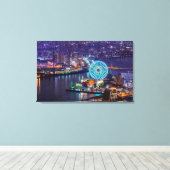 Redhorse Osaka Wheel & Skyline at Night Canvas Art (Insitu (Houten vloer))