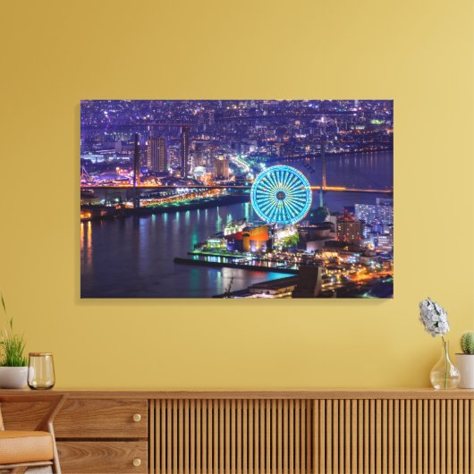 Redhorse Osaka Wheel & Skyline at Night Canvas Art