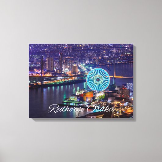 Redhorse Osaka Wheel & Skyline at Night Canvas Art (Voorkant)