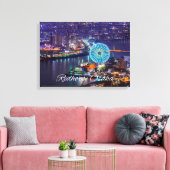 Redhorse Osaka Wheel & Skyline at Night Canvas Art (Insitu (Woonkamer))