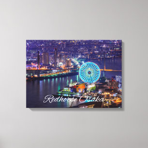 Redhorse Osaka Wheel & Skyline at Night Canvas Art Afdruk
