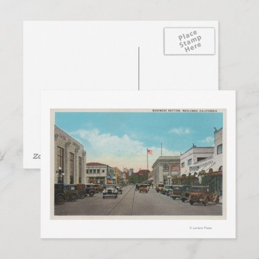 Redlands, CA - Business District Town Center Vie Briefkaart (Voorkant / Achterkant)