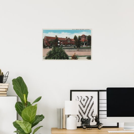 Redlands, CA - Uitzicht van Smiley Library Poster (Thuiskantoor)