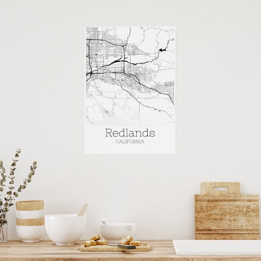 Redlands Map - Californië - City Map Poster (Keuken)