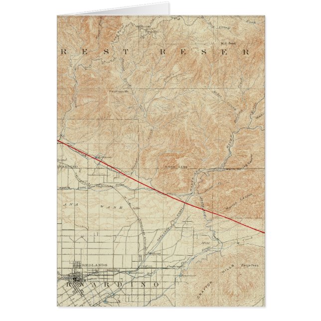 Redlands quadrangle toont San Andreas Rift (Voorkant)