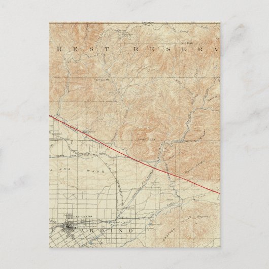 Redlands quadrangle toont San Andreas Rift Briefkaart (Voorkant)