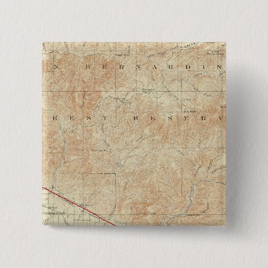 Redlands quadrangle toont San Andreas Rift Vierkante Button 5,1 Cm (Voorkant)