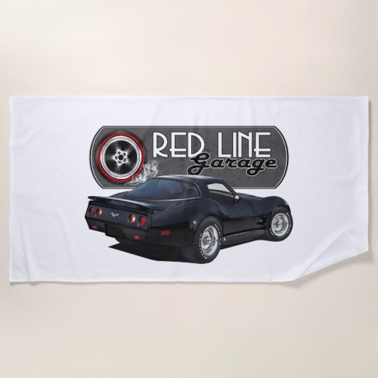 Redline Garage Black Vette Strandlaken (Voorkant)