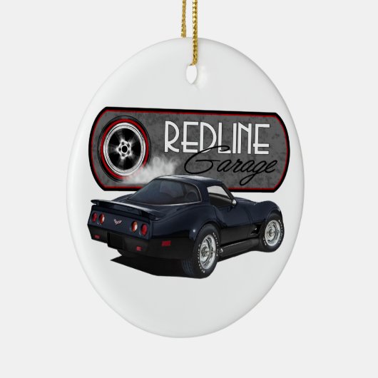 Redline Garage Corvette Black Keramisch Ornament (Rechts)