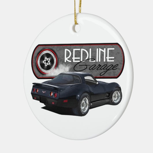 Redline Garage Corvette Black Keramisch Ornament (Links)