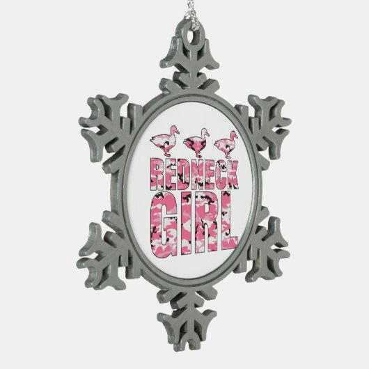 Redneck Girl Ducks Pink Camo Kerstversiering Tin Sneeuwvlok Ornament (Links)