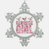 Redneck Girl Ducks Pink Camo Kerstversiering Tin Sneeuwvlok Ornament (Voorkant)