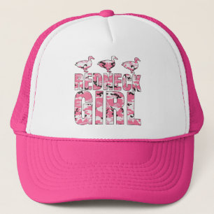 Redneck Girl Trucker Hat met roze Camouflage Duck Pet