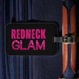 Redneck Glam Roze Glitters op Zwart Bagagelabel