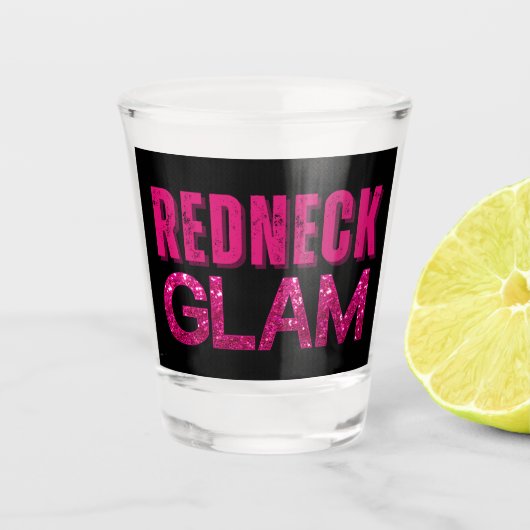 Redneck Glam Roze Glitters Shot Glas (Voorkant)