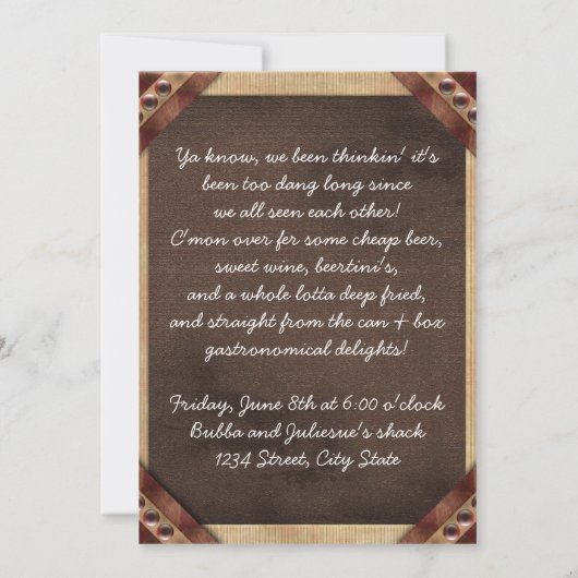 Redneck Party Kaart (Achterkant)