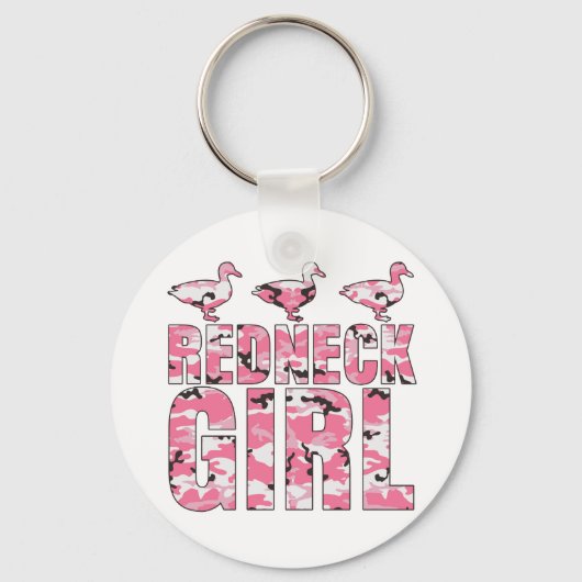 Rednek Girl Pink Camouflage 3 Eenden Sleutelhanger (Voorkant)