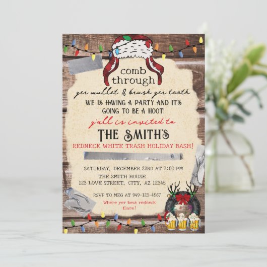 Rednek White Trash Holiday Basis Kaart (Staand voorkant)