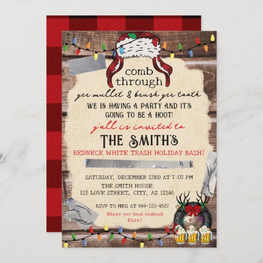 Rednek White Trash Holiday Basis Kaart (Voorkant / Achterkant)