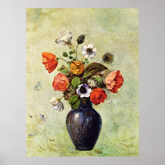 Redon - Anemonen en klaprozen in een vaas, Poster (Voorkant)