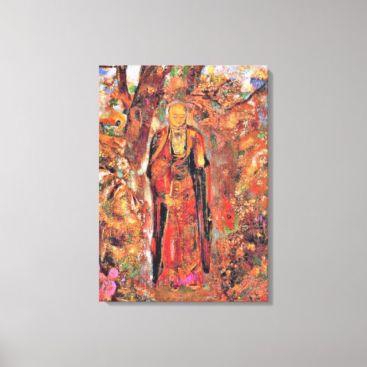 Redon - Boeddha die tussen de bloemen loopt Canvas Afdruk (Voorkant)