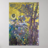Redon - bomen op een gele achtergrond poster (Voorkant)
