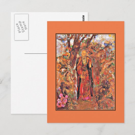 Redon - Buddha die tussen de bloemen wandelt Briefkaart (Voorkant / Achterkant)
