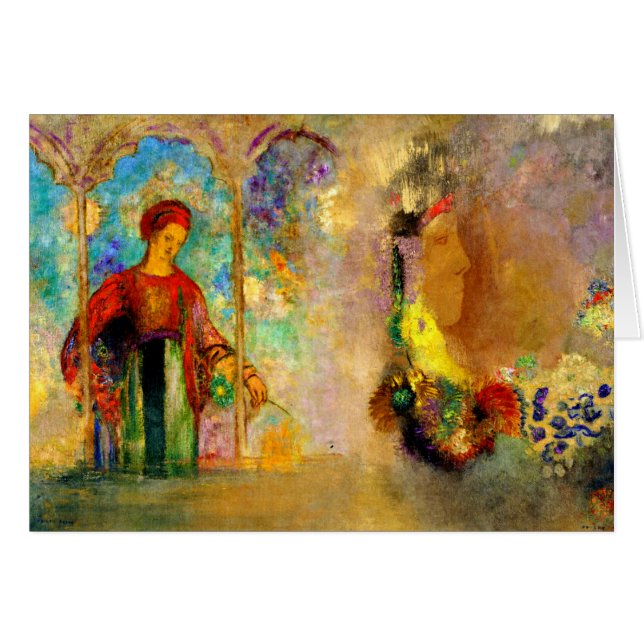 Redon - Gothische arcade, vrouw die bloemen verzam (Voorkant Horizontaal)