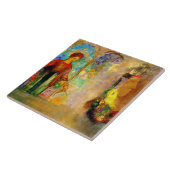 Redon - Gothische arcade, vrouw die bloemen verzam Tegeltje (Zijkant)