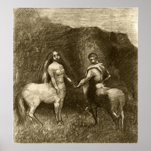 Redon - Het Centaurenpaar 1885 Poster (Voorkant)