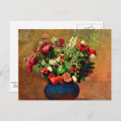 Redon - Klaprozen en duizendschoon in een blauwe v Briefkaart (Voorkant / Achterkant)