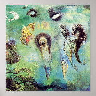 Redon - Seapaarden on Underwater Scape 1909 Poster