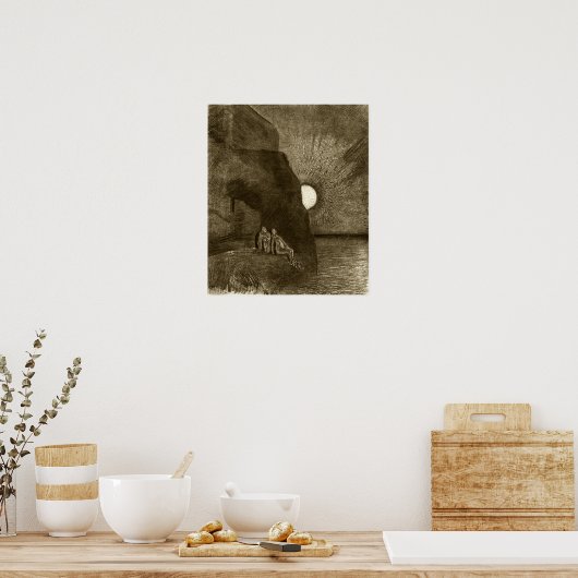 Redon - stilzwijgend bij mijn zijdemon Stirs 1890 Poster (Keuken)