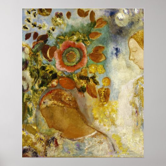Redon - twee jonge meisjes onder de bloemen poster (Voorkant)