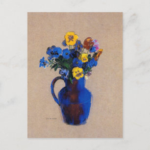 Redon - Vase of Flowers Pansies, Briefkaart