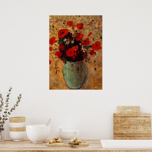 Redon - Vase van papavers Poster (Keuken)