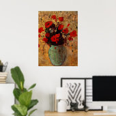 Redon - Vase van papavers Poster (Thuiskantoor)