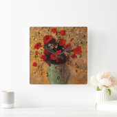 Redon - Vase van papavers Vierkante Klok (Huis)