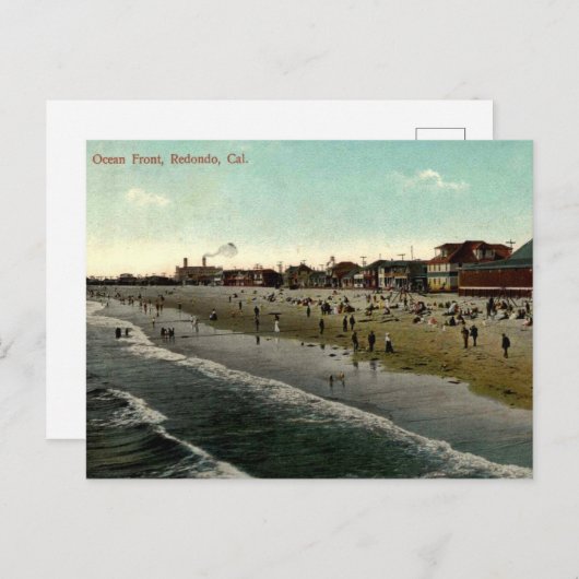 Redondo Beach CA, Bathing Beach 1910s Briefkaart (Voorkant / Achterkant)