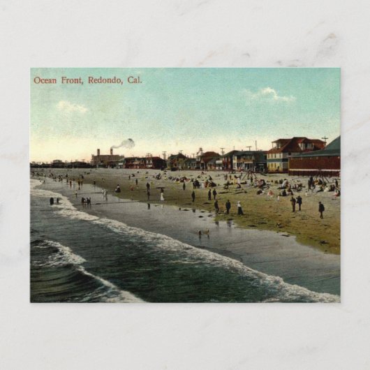 Redondo Beach CA, Bathing Beach 1910s Briefkaart (Voorkant)