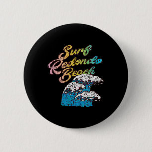Redondo Beach, Californië Surfen Vintage Retro 60s Ronde Button 5,7 Cm