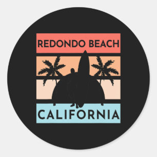 Redondo Beach Californië Surfen Zomer Vakantie Vin Ronde Sticker