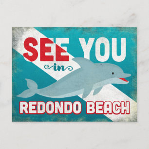Redondo Beach Dolphin - Retro Vintage Travel Briefkaart
