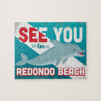 Redondo Beach Dolphin - Retro Vintage Travel Legpuzzel